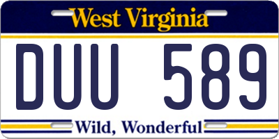 WV license plate DUU589