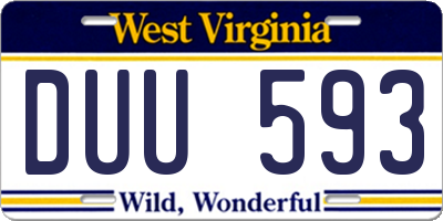 WV license plate DUU593