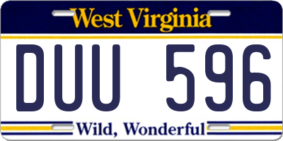 WV license plate DUU596