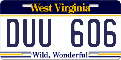 WV license plate DUU606