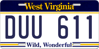 WV license plate DUU611