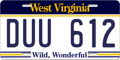 WV license plate DUU612