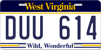 WV license plate DUU614