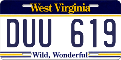 WV license plate DUU619