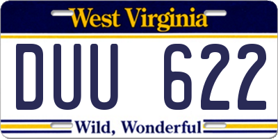 WV license plate DUU622