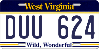 WV license plate DUU624