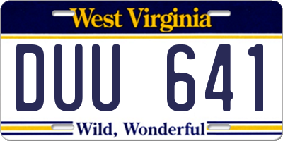 WV license plate DUU641