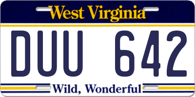 WV license plate DUU642