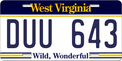 WV license plate DUU643