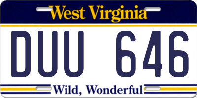 WV license plate DUU646