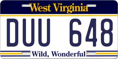WV license plate DUU648