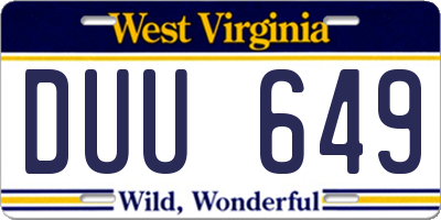 WV license plate DUU649