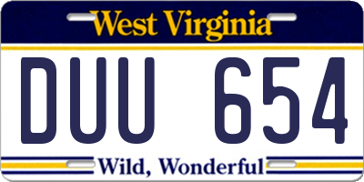 WV license plate DUU654