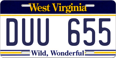 WV license plate DUU655