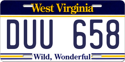 WV license plate DUU658