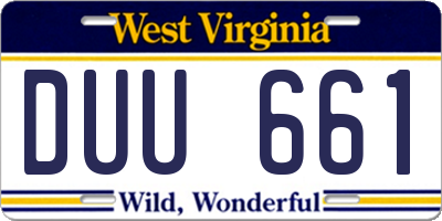 WV license plate DUU661