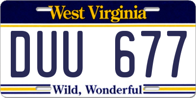 WV license plate DUU677
