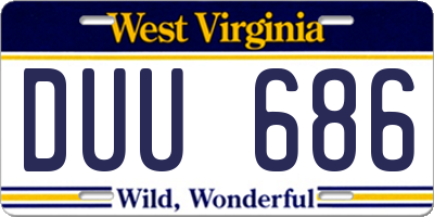 WV license plate DUU686