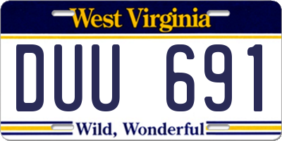 WV license plate DUU691