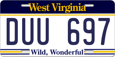 WV license plate DUU697