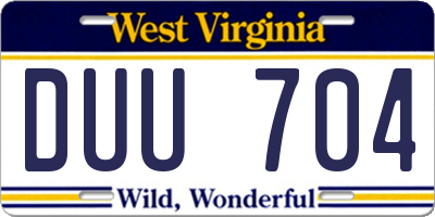 WV license plate DUU704