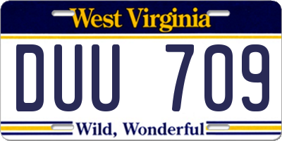 WV license plate DUU709