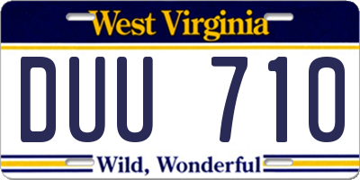 WV license plate DUU710