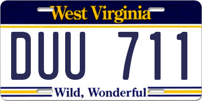 WV license plate DUU711