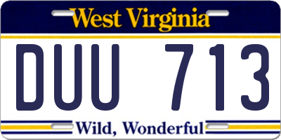 WV license plate DUU713