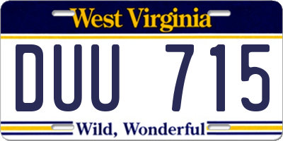 WV license plate DUU715