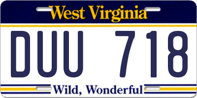 WV license plate DUU718
