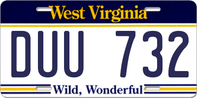 WV license plate DUU732