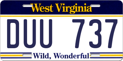 WV license plate DUU737