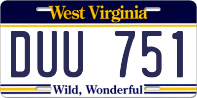 WV license plate DUU751