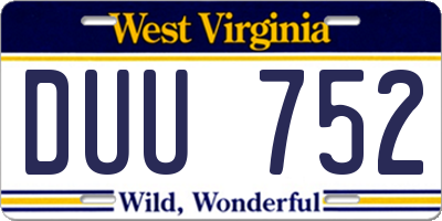 WV license plate DUU752