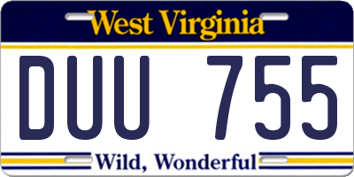 WV license plate DUU755