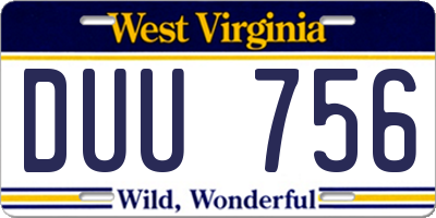 WV license plate DUU756