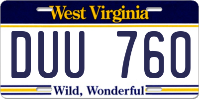 WV license plate DUU760