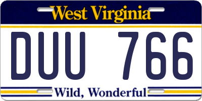 WV license plate DUU766