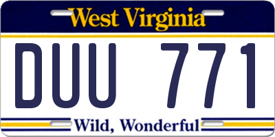 WV license plate DUU771