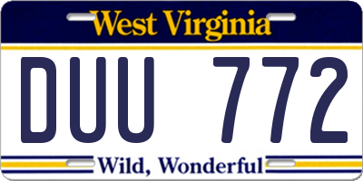 WV license plate DUU772