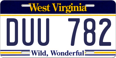 WV license plate DUU782