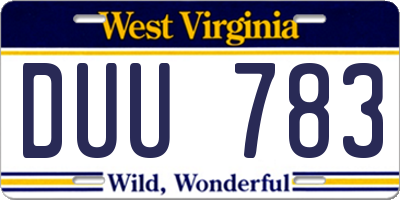 WV license plate DUU783