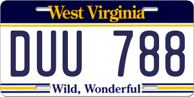 WV license plate DUU788