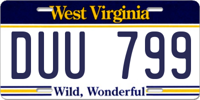 WV license plate DUU799