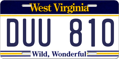 WV license plate DUU810