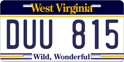 WV license plate DUU815
