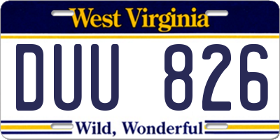 WV license plate DUU826