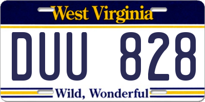 WV license plate DUU828