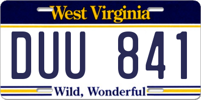WV license plate DUU841